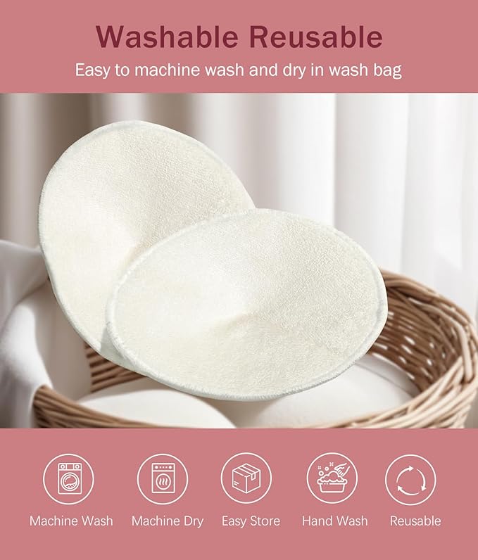 Washable Nursing Pads 14 PCS Reusable Breast Pads for Breastfeeding Soft and Super Absorbent Nipple Pads with Laundry Bag & Travel Storage Bag for Postpartum Essentials - 4.7inch