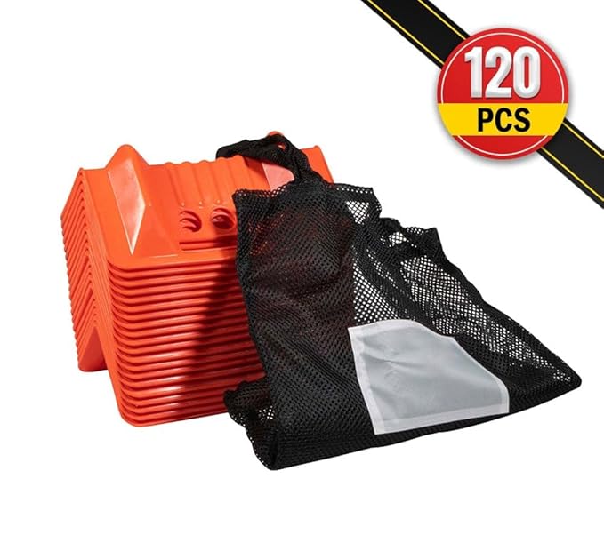Mytee Products (120 Pieces) 4"x10" Orange Corner Protector V Shaped Flatbed Edge Guards with Carrying Case - Cargo Load Corner Edge Protector and Tie-Down Strap Guard for Flatbed