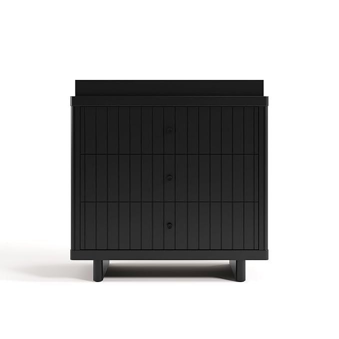 Storkcraft Kyoto 3 Drawer Chest with Topper (Black) - GREENGUARD Gold Certified, Nursery & Kids' Bedroom Wood Chest, Interlocking Drawer System, and Easy Assembly with Pre-Installed Tracks