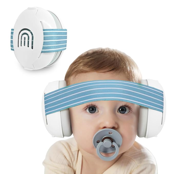 Baby Ear Protection for Babies and Toddlers up to 36 Months - Noise Reduction Earmuffs - Comfortable Baby Headphones Against Hearing Damage & Improves Sleep - Blue