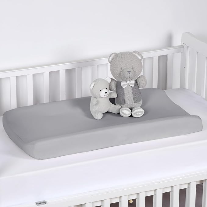 PHF Baby Changing Pad Covers for Boys Girls, 2 Pack Ultra Soft Breathable Microfiber Changing Pad Table Sheets for Most Baby Changing Pads, Light Grey & Navy