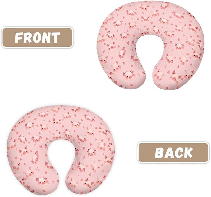 Pink Pig Nursing Pillow Cover for Feeding Pillow Hidden Zipper Nursing Pillow Case