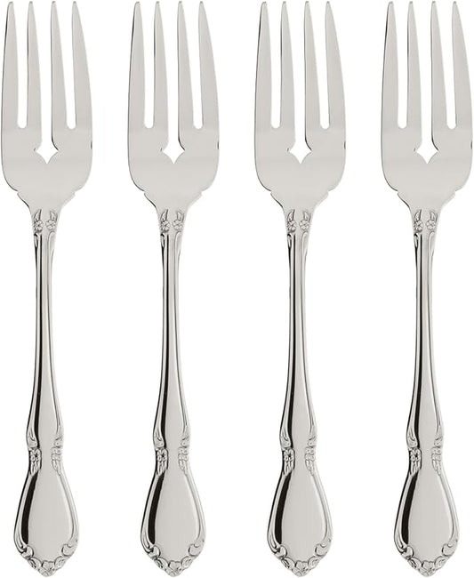 Oneida Silverware Set, Chateau Fine Flatware 4-Piece Salad Forks Set, Service For 4, 18/10 Stainless Steel Forks, Mirror Finish, Dishwasher Safe, Utensils, Metal Salad Fork (Silver, 4 Piece)