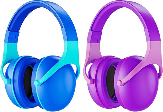 ProCase Noise Cancelling Headphones for Kids, 2 Pack Kids Ear Protection, Hearing Protection Earmuffs for Sensory Autism Toddler Child -Purple&Indigo