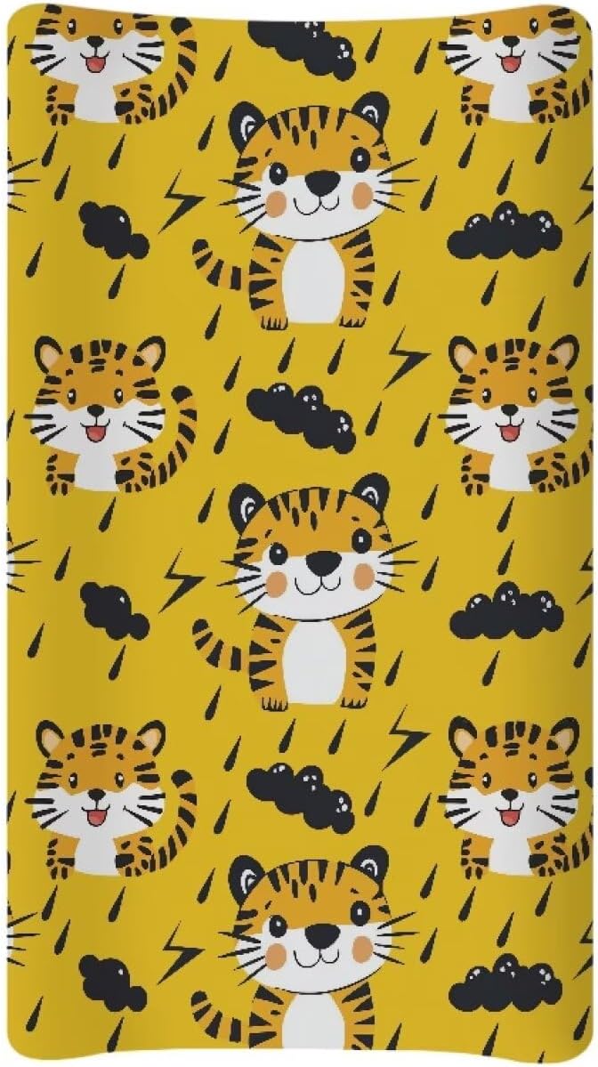 Cute Tiger Changing Pad Cover Waterproof Stretchy Baby Changing Table Cover Durable Comfy Cozy Universal Tray Table Mat