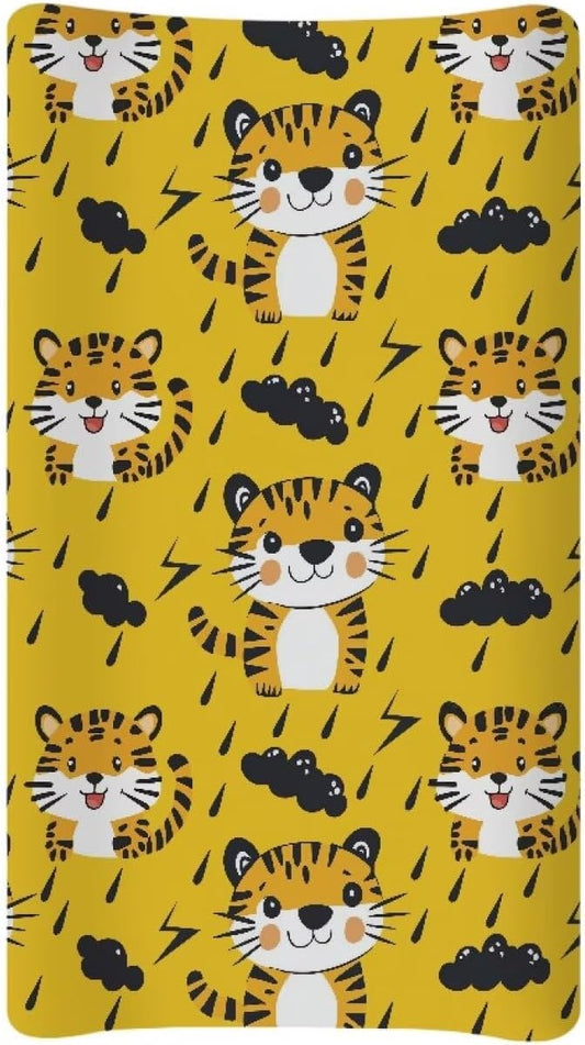 Cute Tiger Changing Pad Cover Waterproof Stretchy Baby Changing Table Cover Durable Comfy Cozy Universal Tray Table Mat