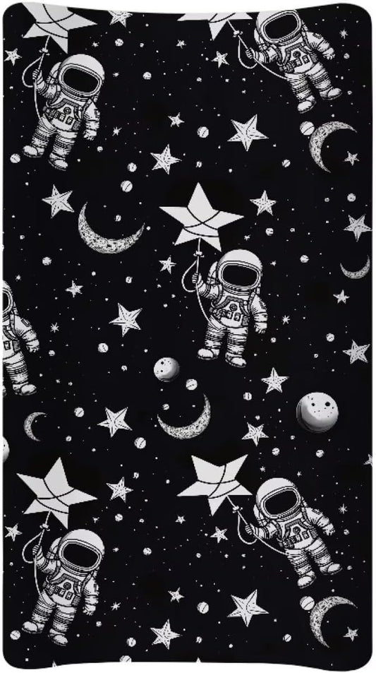 Astronaut Changing Table Cover for Boys Girls Breathable Table Sheets Baby Changing Pad Cover Soft Diaper Changing Cover Fit 32"x16" Contoured Pad