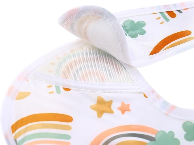 PandaEar 5 Pack Baby Bibs for Boys & Girls, Waterproof Adjustable Mealtime Bibs for Toddler 6-24 Months, Lightweight Soft