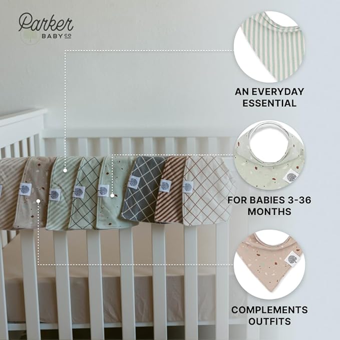 Parker Baby Bandana Drool Bibs for Boys, Girls & Unisex - Soft & Stylish Teething Bibs for Babies