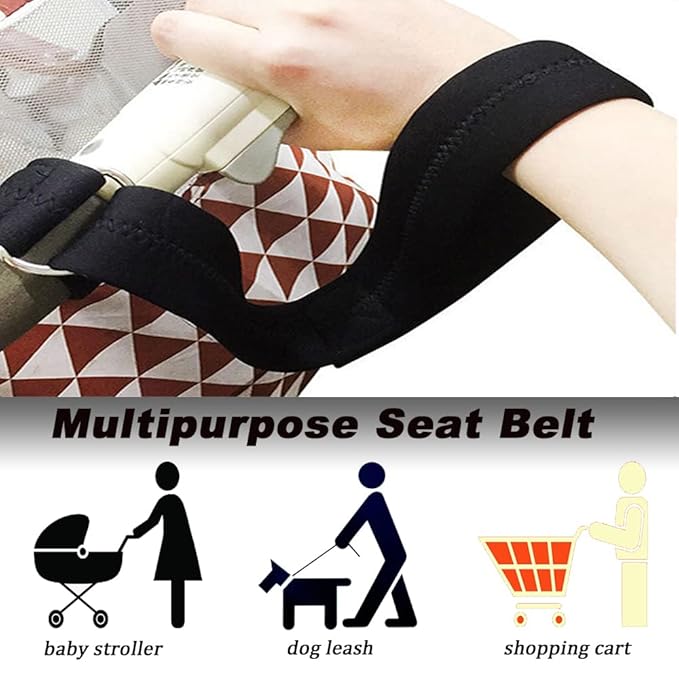 2 Pack Baby Stroller Safety Wrist Strap Adjustable Pram Wheelchair Hand Leash Black Retractable Adjustable Dog Leash Short Rope Safety Belt for Hilly City Street Walking