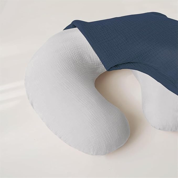 2 Pack Newborn Muslin Nursing Pillow Covers Soft Nursing Cover for Breastfeeding Pillow Slipcover for Baby Girls Boys (Cream+Brown)