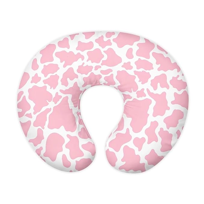 Pink Cow Stripes Nursing Pillow Cover for Baby Boy Girl Ultra Soft Comfortable Newborn Nursing Pillow Case Easy to Use and Dustptoof