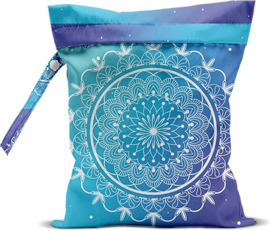 Mandala Large Wet Bag Travel Laundry Bags - Waterproof with Handle, Washable Dirty Clothes Bags for Travel, Wet & Dry, Gym Bag, Swimming Pool, College Dorm