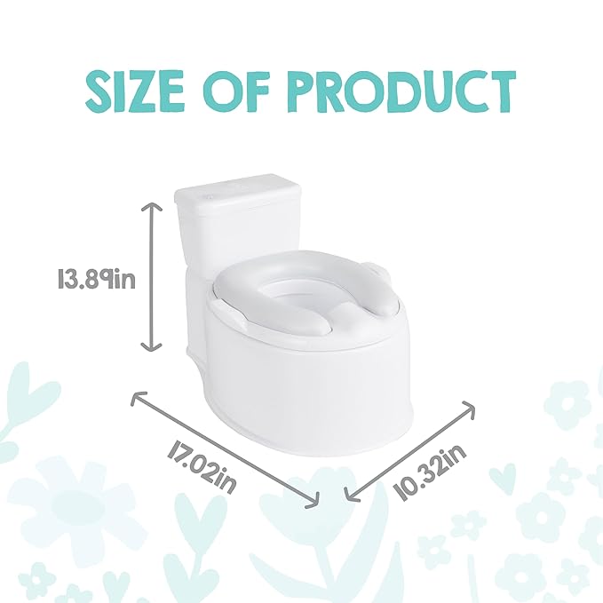 Regalo 2-in-1 Toddler Potty Training Toilet with Flushing Sound, Removable Potty Training Seat, Soft Cushion & Splash Guard, Toddler Potty Chair with Storage, Toilet Seat Transition, White