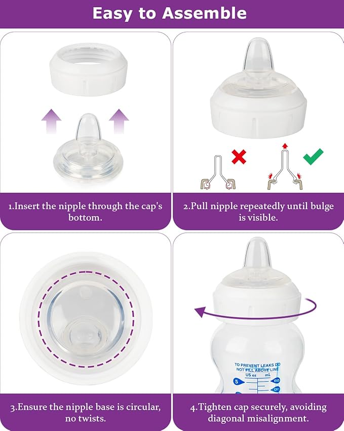 Sippy Nipple for Dr. Brown's Wide-Neck Baby Bottles and Sippy Spout Bottles,Variable Flow, Silicone Conversion Nipples,6+ Months,4 Count