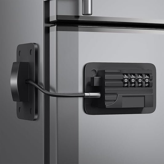 Ougourim Upgraded Combination Fridge Lock for Child Safety, Keyless Refrigerator & Freezer Lock with Code for Kids, Black