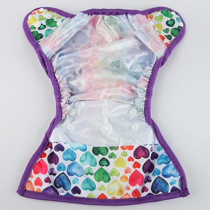 One Size Cloth Diaper Cover Snap With Double Gusset (C-Heart)