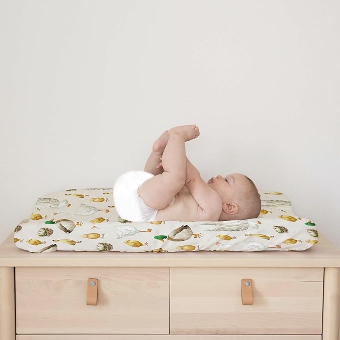 Watercolor Farm Birds Ducks Eggs Baby Changing Pad Covers for Boys & Girls 32''x16'' Farm Animals Unisex Fitted Changing Table Covers Sheets Comfort Soft Breathable Diaper Change Table Mats
