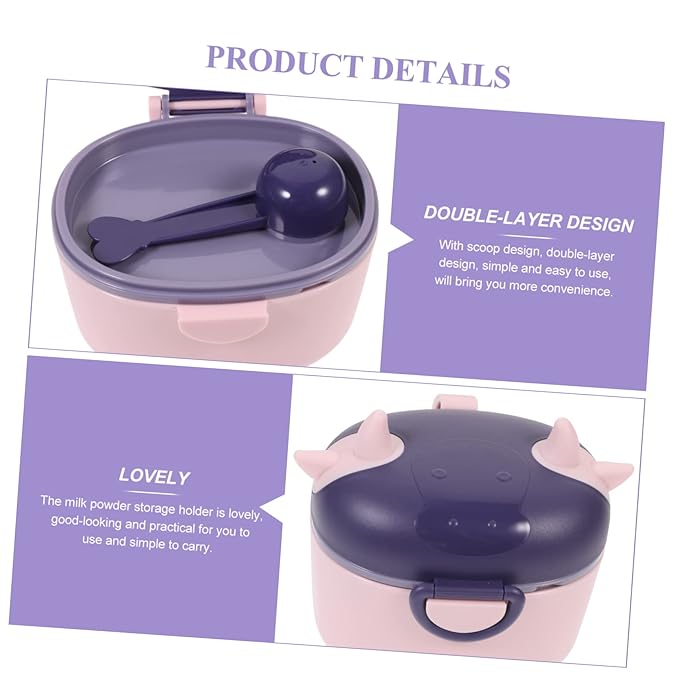 Toddmomy Portable Food Storage Container Scoop Travel-friendly Powder Holder and Snack Box for Boy Girl Lightweight and Double Leak Design