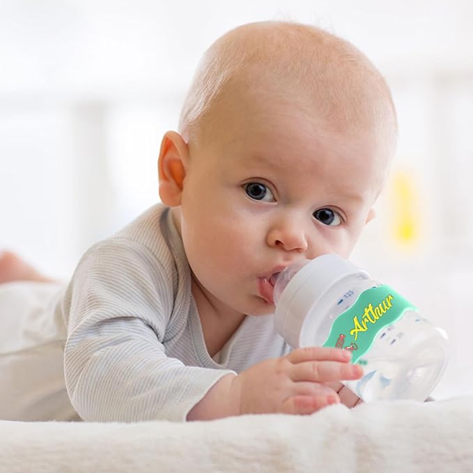 Custom Baby Bottle Labels, Personalized Baby Pacifier Silicone Cup Bands, Dishwasher Safe Reusable, Daycare Engraved Name Tags, Personalized Bottle Label Bands