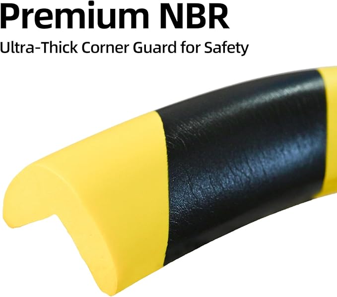 4 Pack Wall Corner Guards Edge Protector | 16.4 ft | Yellow & Black Warning Stripes | High-Density NBR Foam | Self-Adhesive Bumper for Garage/Warehouse