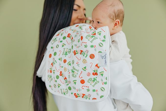 Copper Pearl Premium Baby Burp Cloths - 3-Pack Large Cotton Burp Cloths, Perfect for Baby Boy and Baby Girl Gifts (21" x 10" Size, Christmas Classics Set)