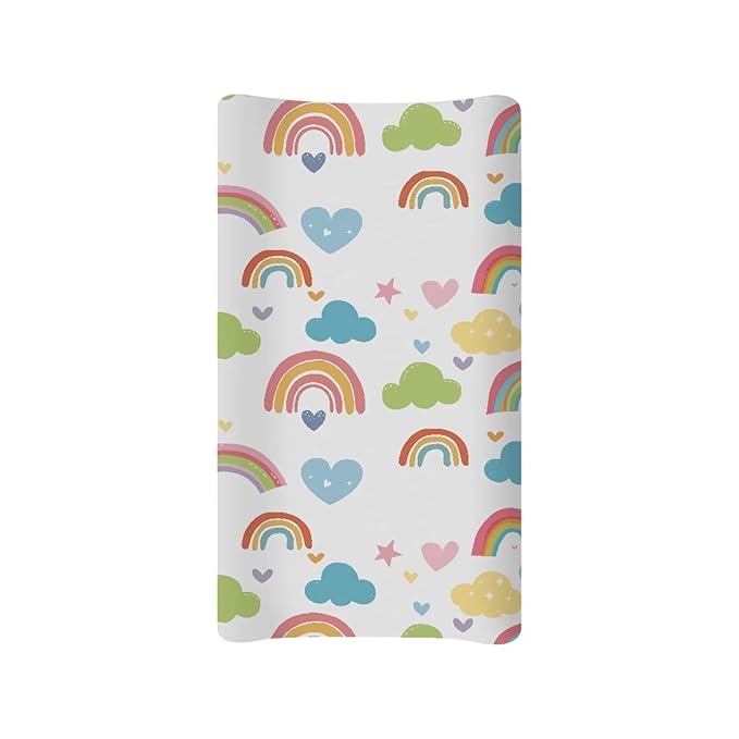 Rainbow Clouds Baby Changing Pad Cover Soft Breathable Baby Nursery Diaper Changing Table Pad Cover One Size Cute Change Mat Sheets Protector