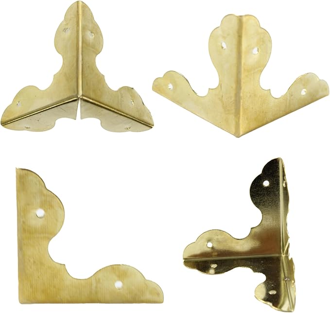 24PCS 1.3” Metal Box Corner Protector, Gold Triangle Edge Decorative Case Corner Edge Guard Protector Metal Cabinet Table Edge Cover