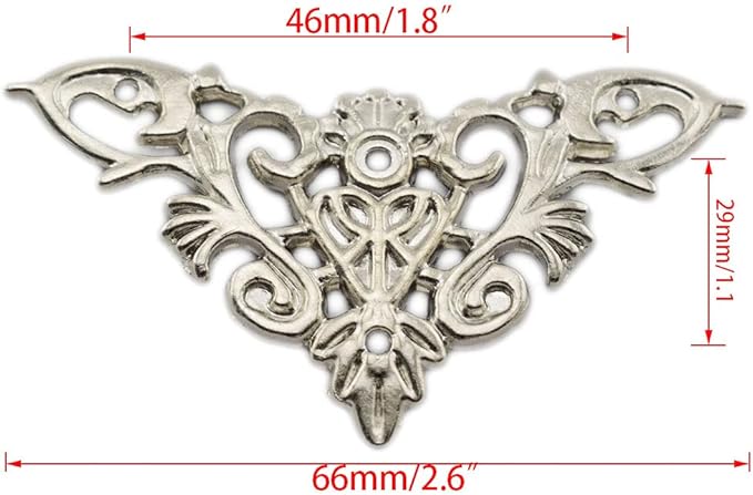 Furniture Decorative Edge Cover Antique Metal Carved Corner Protector for Jewelry Box, Album, Book, Cabinet, Desk etc. 12pcs Silver