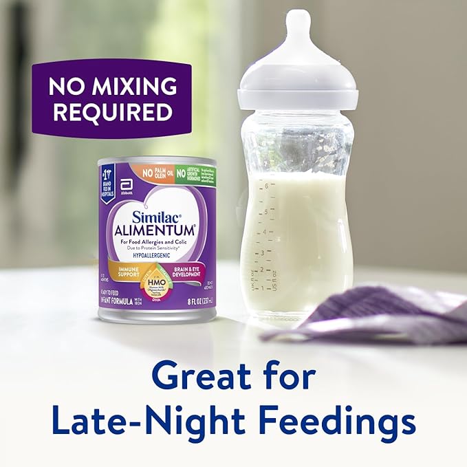 Similac Alimentum with 2'-FL HMO Hypoallergenic Infant Formula, for Food Allergies and Colic Due to Protein Sensitivity, Ready-to-Feed Baby Formula, 8-fl-oz Can, Pack of 24
