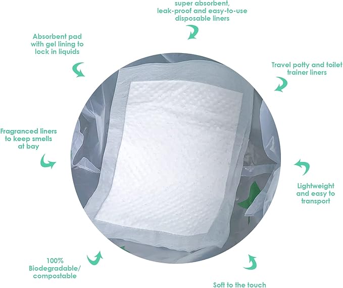 Potty Chair Liners, Portable Disposable Potty Liner Bags for Universal Potty Training Toilet Seat, Toddler Outdoors Travel Baby Toilet Liners - 60 Pack