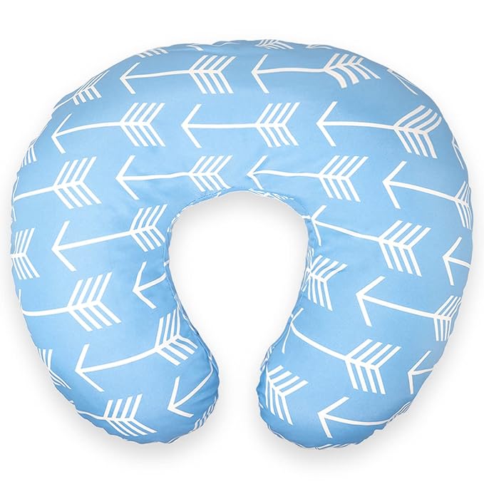 Nursing Pillow Cover for Baby Girls and Boys | Soft Water Resistant and Machine Washable Fabric | Unisex Blue Arrow Print Design | Great for Breastfeeding and Bottle Feeding Mothers
