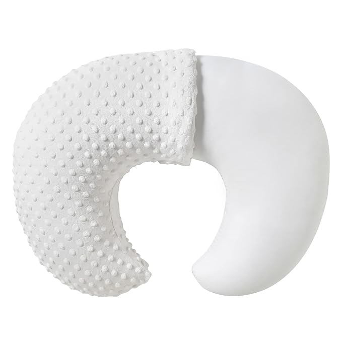 Nursing Pillow Cover Breastfeeding Pillow Cases Plush Dot Slipcover (White)