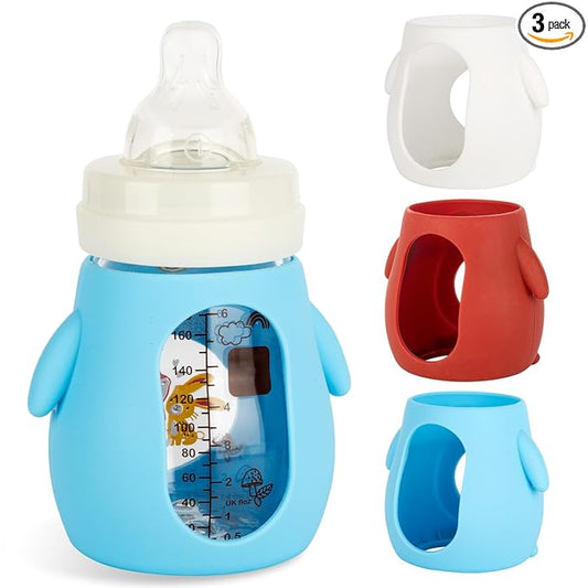 3 Pack Silicone Sleeves for Mam Baby Bottles 6oz,Anti Breakage Baby Bottle Holder Compatible with MAM Glass Baby Bottle.