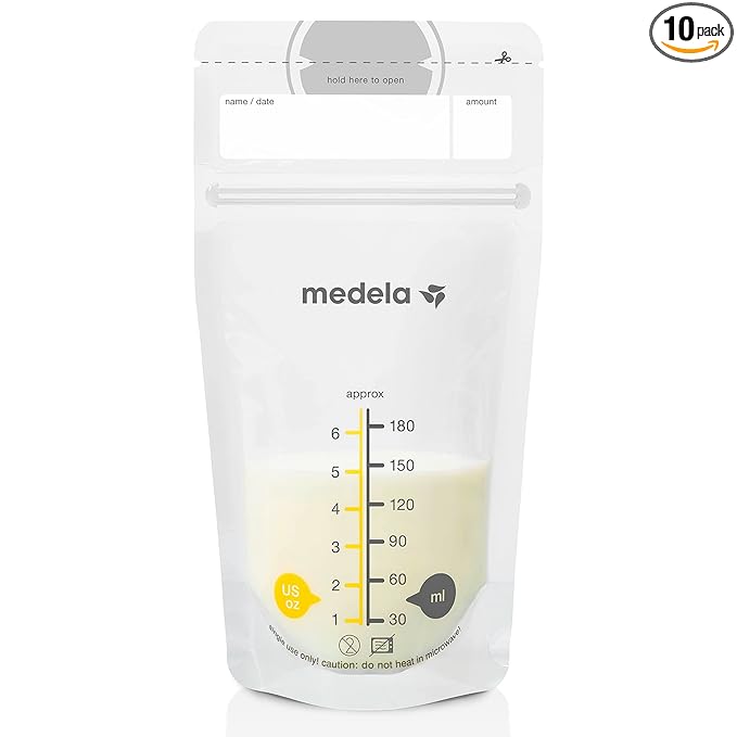 Medela Breastmilk Storage Bags, 200 Count, Ready to Use Breast Milk Storing Bags for Breastfeeding, Self Standing Bag, Space Saving Flat Profile, Hygienically Pre-Sealed, 6 Ounce (Pack of 10)
