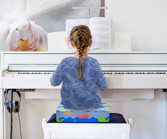Toddler Booster Seat for Dining Table,4 Inches Washable Double Safer Straps Non-Slip Bottom Booster Seat Dining for Kids, Portable Travel High Density Sponge Detachable Increasing Cushion for Child.