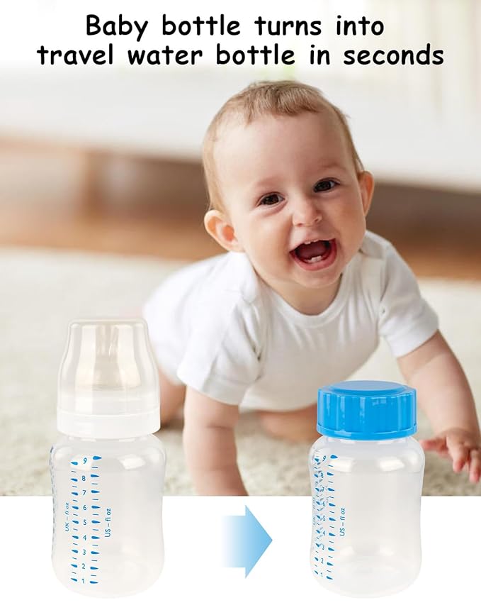 Travel and Storage Bottle Caps Compatible with Avent Baby Bottles, Bottle Lids Replacement, 8 Count, Blue