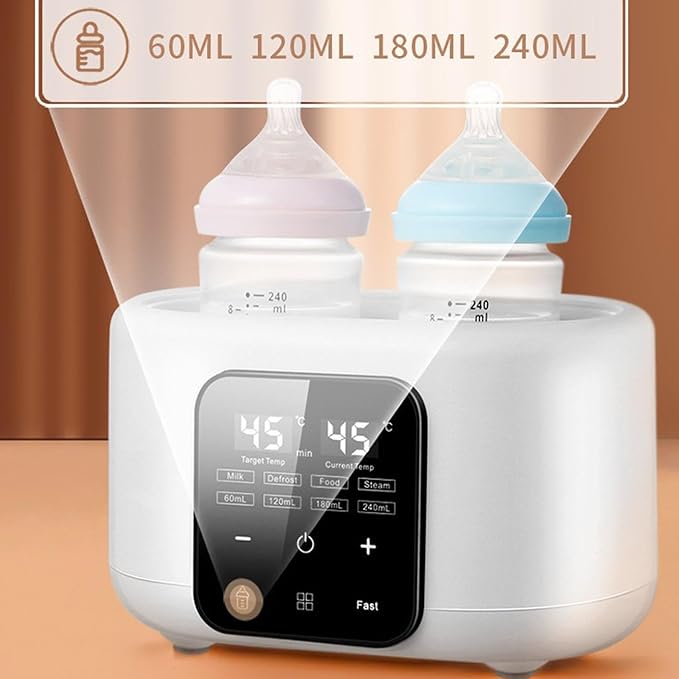 Double Bottle Warmer with Smart Temperature Control, Fast Baby Food Heater and Defrost Warmer with Timer for Twins, LED Display Accurate Temperature Adjustment for Baby Milk Breastmilk (Green)