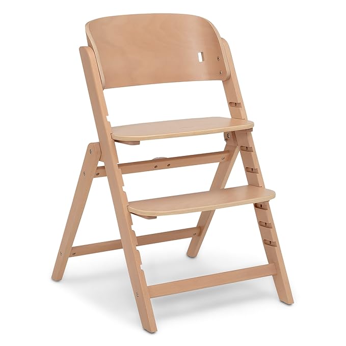 Delta Children Crave 4-in-1 Convertible High Chair – Folds Flat, FSC Certified Beech Wood Frame, Grows from Baby to Adult, Magnetic Buckle & Dishwasher-Safe Tray – Natural