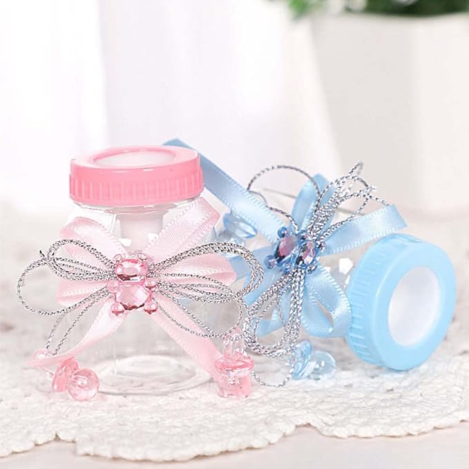 24-Piece Baby Feeding Bottle Set with Pink Candy Box for Shower Decoration