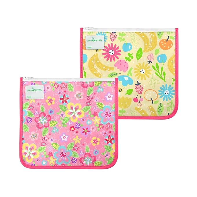Green Sprouts Reusable Insulated Sandwich Bags (2 Pack) | Holds Food, Utensils, Wipes & More | Keeps Food Fresh | Food-Safe, Waterproof, Easy-Clean Material
