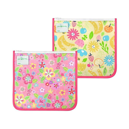 Green Sprouts Reusable Insulated Sandwich Bags (2 Pack) | Holds Food, Utensils, Wipes & More | Keeps Food Fresh | Food-Safe, Waterproof, Easy-Clean Material