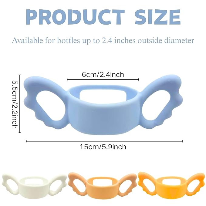 4Pack Bottle Handles Compatible with Boon Nursh Reusable Silicone Pouch Bottles, Cute Wing Design, Silicone Bottle Holder for Easy Grip, Quick Install, Easy to Clean