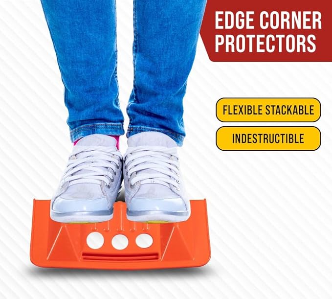 Mytee Products (40 Pieces) 4"x10" Orange Corner Protector V Shaped Flatbed Edge Guards with Carrying Case - Cargo Load Corner Edge Protector and Tie-Down Strap Guard for Flatbed