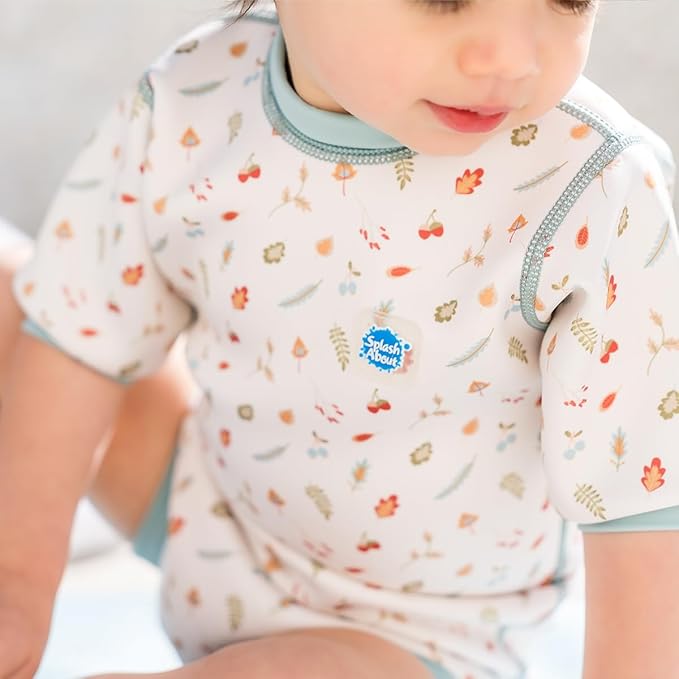 Splash About Happy Nappy Wetsuit, Swimsuit for Babies & Toddlers with Built-in Swim Diaper (Little Acorns, 6-14 Months)