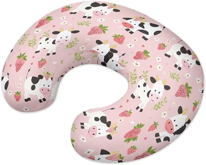 Strawberry Cow Nursing Pillow Covers for Breastfeeding Pillow U-Shaped Nursing Slipcover Breastfeeding Pillow Case Soft and Skin-Friendly