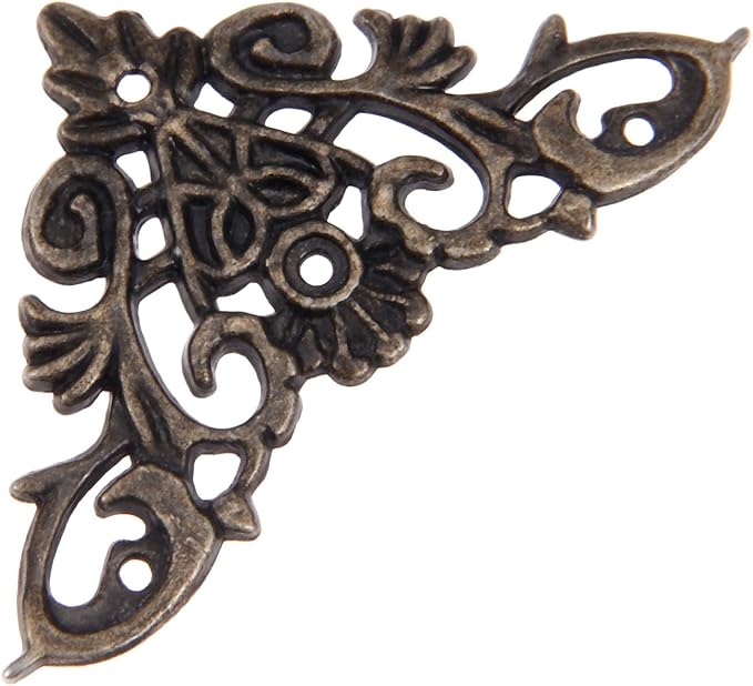 dophee 8Pcs Vintage Style Corner Protectors Guards Covers Triangle Connectors Embellishments for Jewelry Box Wooden Cases Wedding Book Decoration, 1.38"x1.38", Antique Bronze