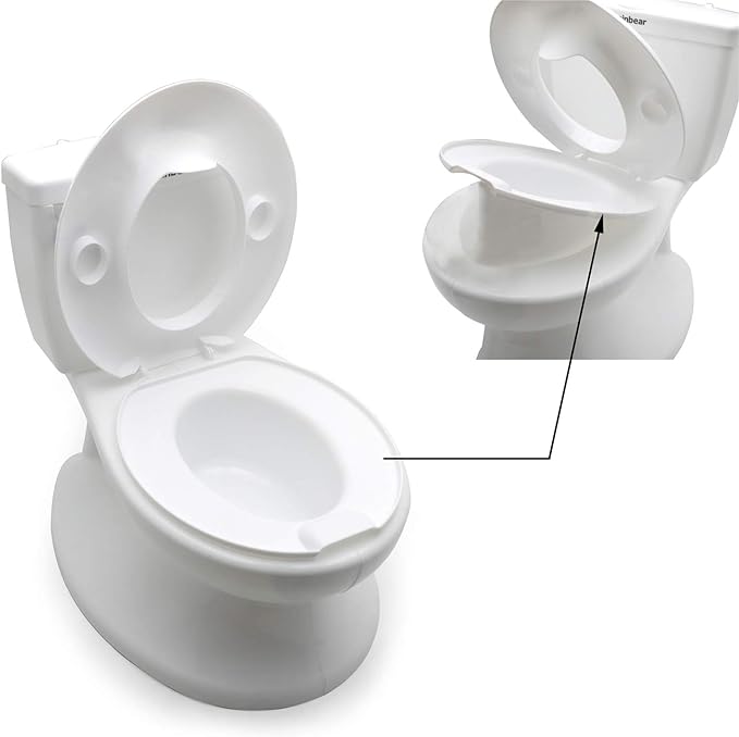 XKMT- Baby Kids Portable Potty Training Toilet with Life-Like Flush Button & Sound for Toddlers Kids, White [P/N: ET-BABY004-WHITE]