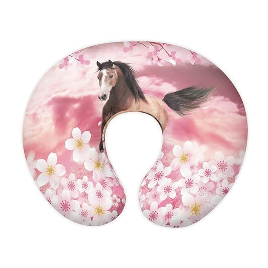 Forchrinse Horse Cherry Blossom Nursing Pillow Cover for Baby Girls Floral Decor Breastfeeding Pillow Slipcover Fit for Most Nursing Pillows
