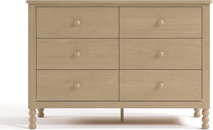 Storkcraft Rio 6 Drawer Dresser (Driftwood) – GREENGUARD Gold Certified, Wood Dresser for Bedroom, Kids & Nursery Storage Chest, Safety Interlocking Drawers, Pre-Installed Tracks, Kids Chest
